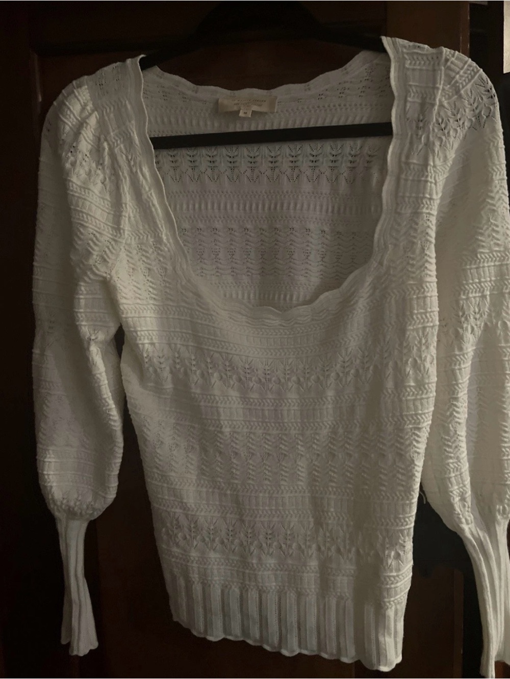 La Maille Sézane White pointelle Openwork Knit Sweater M